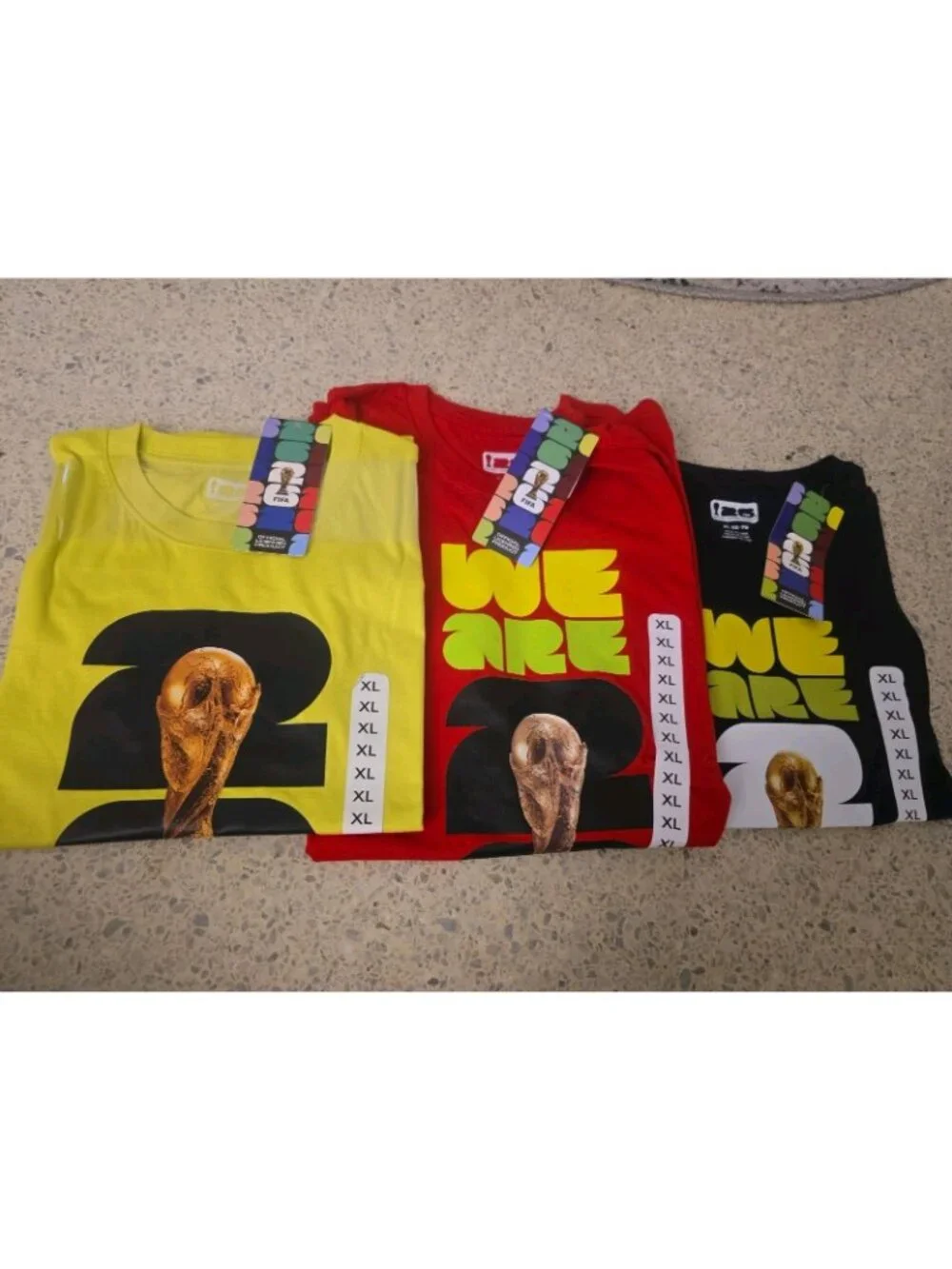 Lot 3 XL FIFA World Cup 2026 Authentic World Cup T-Shirt We Are New Red Black - Picture 2 of 7